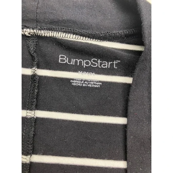BumpStart Womens Maternity Cardigan Medium Black White Striped Open Front Rayon - Picture 2 of 6
